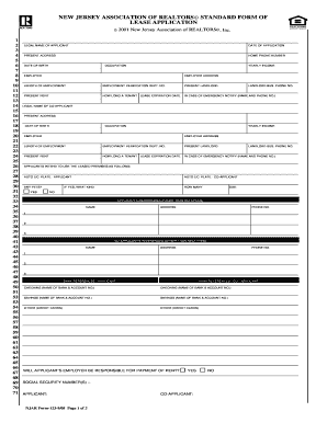 New Jersey Lease Application Form