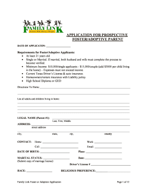 Texas Foster/Adoptive Parent Application