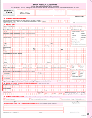 Prudential ICICI Mutual Fund Application Form