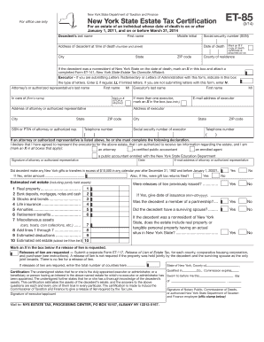New York State Estate Tax Certification ET-85