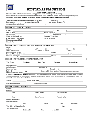 Rental Application Form