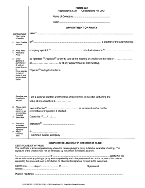 Form 532 Proxy Appointment