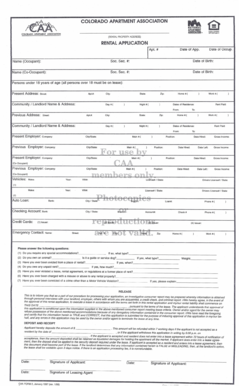 Colorado Apartment Association Rental Application