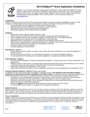 2013 KidSport Grant Application