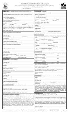 Rental Application for Residents and Occupants