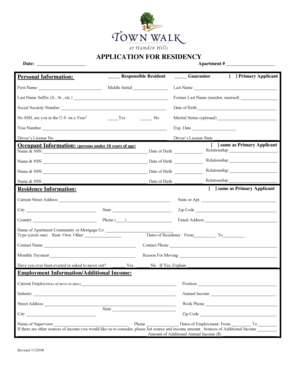 Apartment Residency Application Form