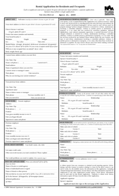 Rental Application for Residents and Occupants