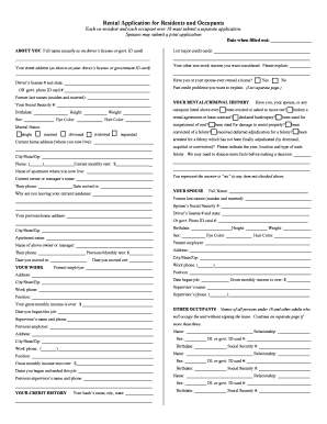 Rental Application Form 212