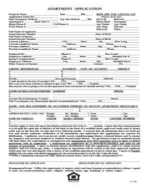 Apartment Application Form