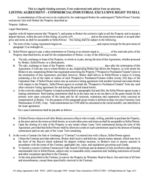 Commercial Industrial Exclusive Right to Sell Listing Agreement