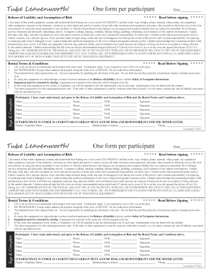 Tube Leavenworth Release of Liability