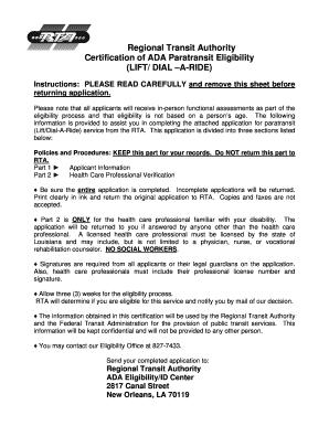 ADA Paratransit Eligibility Certification