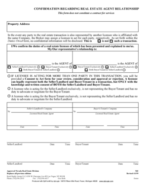 Real Estate Agent Relationship Confirmation Form