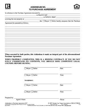 Addendum to Purchase Agreement