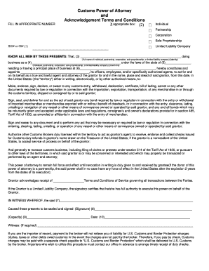 Customs Power of Attorney Form
