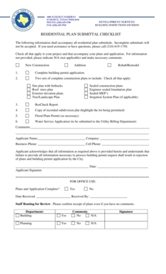 Residential Plan Submittal Checklist