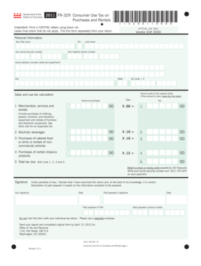 District of Columbia 2011 FR-329