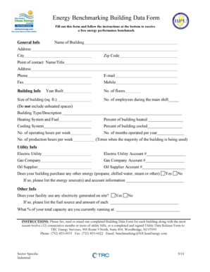 Energy Benchmarking Building Data Form