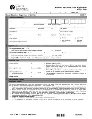 401(k) Loan Application Form