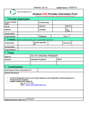 Emdeon ERA Provider Information Form