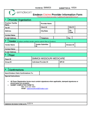 Emdeon Claims Provider Information Form