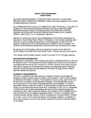 Canary Travel Sweepstakes Official Rules NO PURCHASE ...