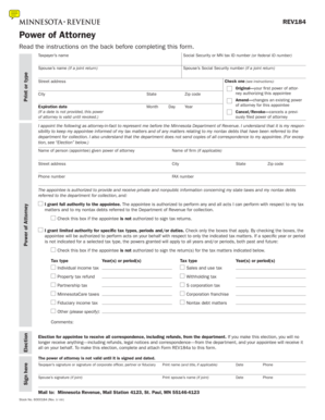 Minnesota Power of Attorney Form REV184