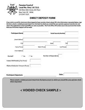 Pension Fund Direct Deposit Form