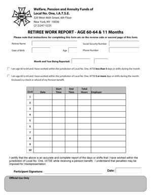 Retiree Work Report Form