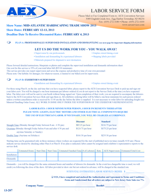 Fillable Online LABOR SERVICE FORM Please Mail or Fax Completed Form to ...