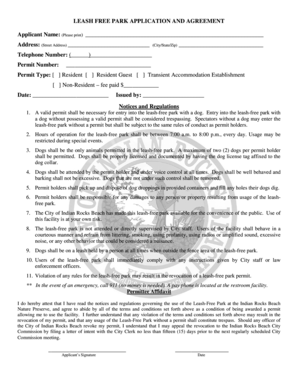 Leash Free Park Application and Agreement