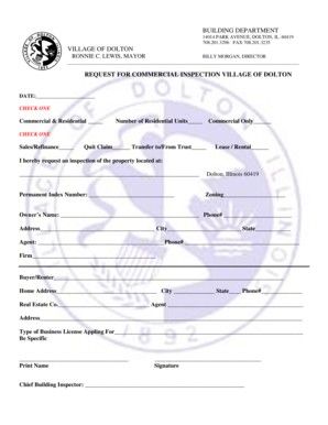 BAPPLICATIONb FOR COMMERCIAL INSPECTION - Village of Dolton