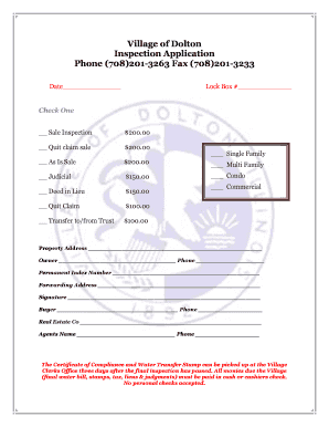Village of dolton inspection application
