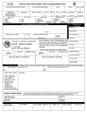 New Mexico Vessel Title and Registration Application