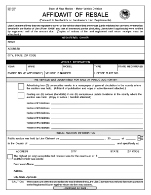 AFFIDAVIT OF RESALE q q - MVD Express