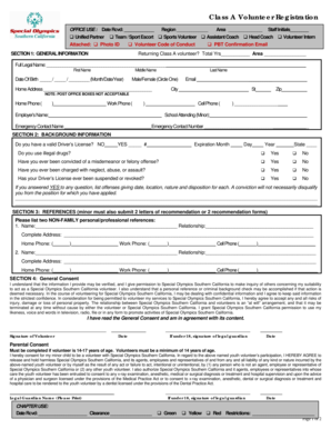 Class A Volunteer Registration