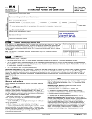 IRS Form W-9 Request for Taxpayer Identification Number and Certification
