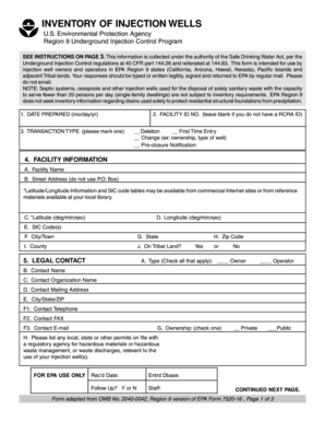 Inventory of Injection Wells Form