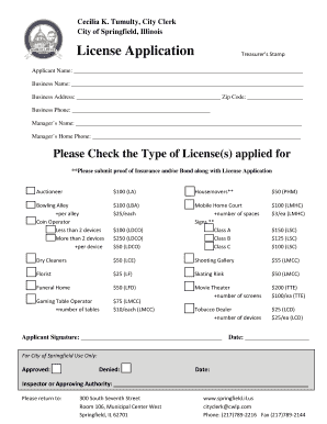 Springfield Business License Application