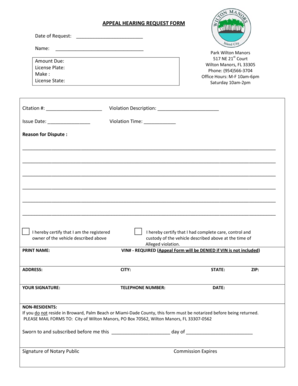 Appeal Hearing Request Form