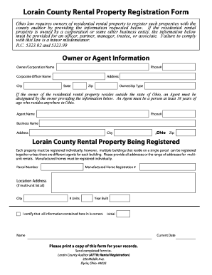 Lorain County Rental Property Registration Form