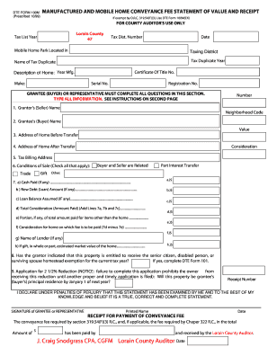 Ohio Manufactured Home Conveyance Fee Statement