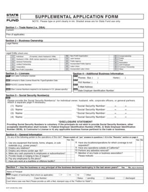 California Supplemental Application Form