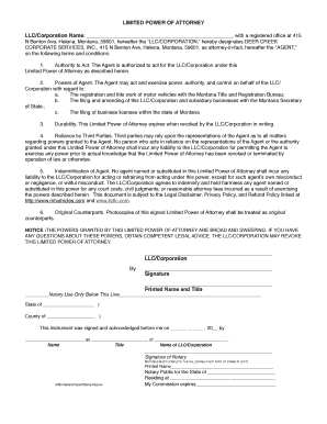 Limited power of attorney. Aircraft Registration Form