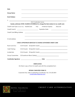 Hotel Credit Card Authorization Form