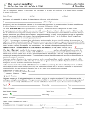 Illinois Cremation Authorization Form