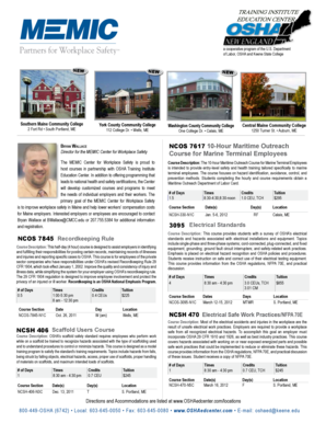 OSHA Training Institute Education Center Registration Form