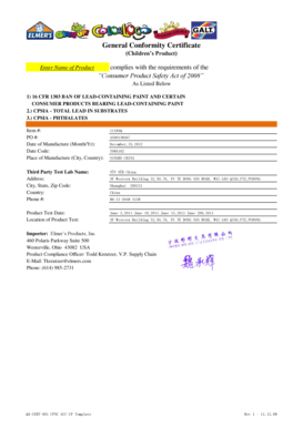 Children’s Product General Conformity Certificate