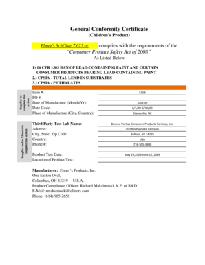 Children’s Product Conformity Certificate