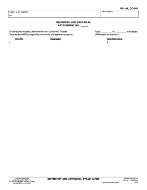 California Inventory and Appraisal Attachment